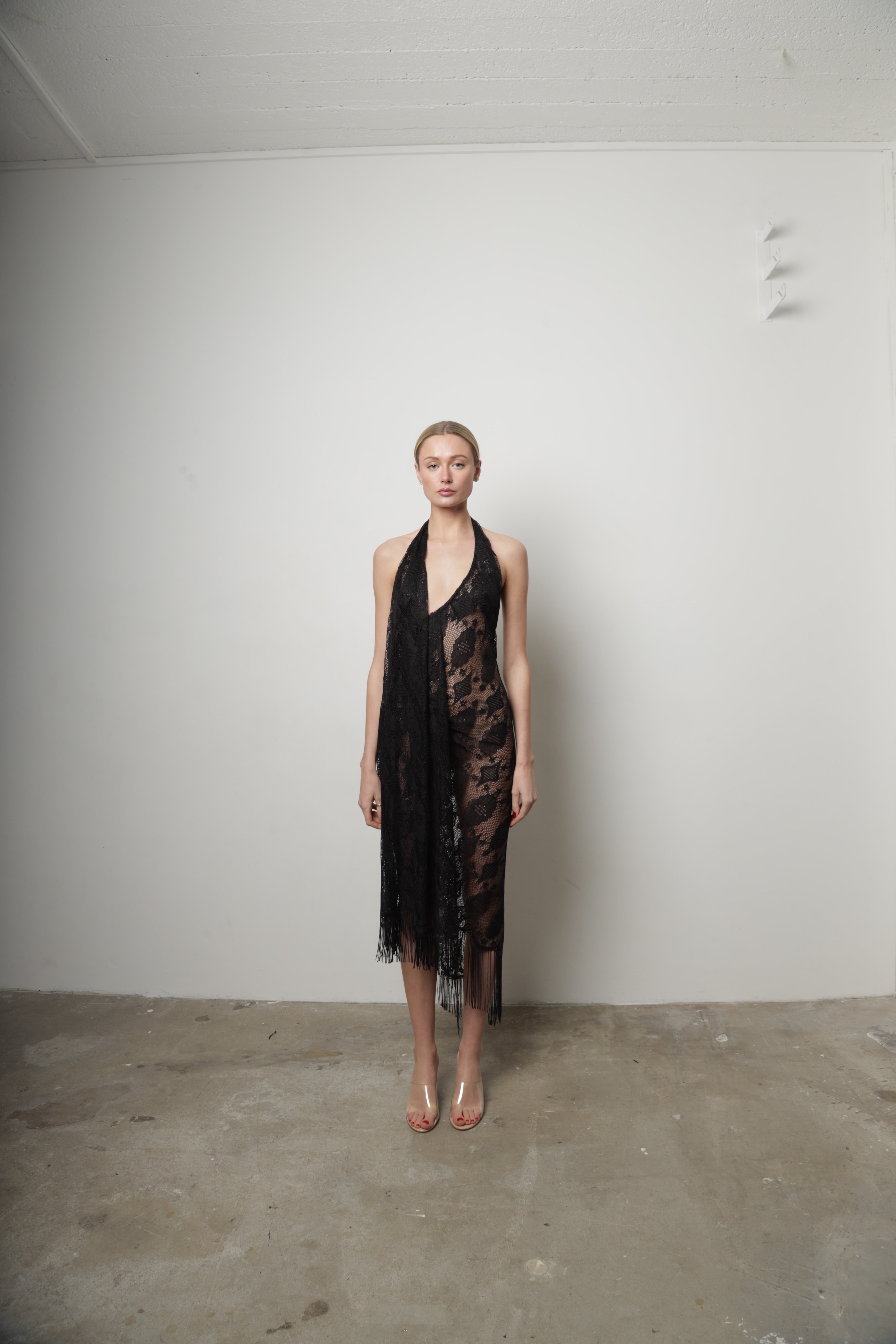 black lace fringe dress The Party Is Coming Black Lace Fringe Dress S