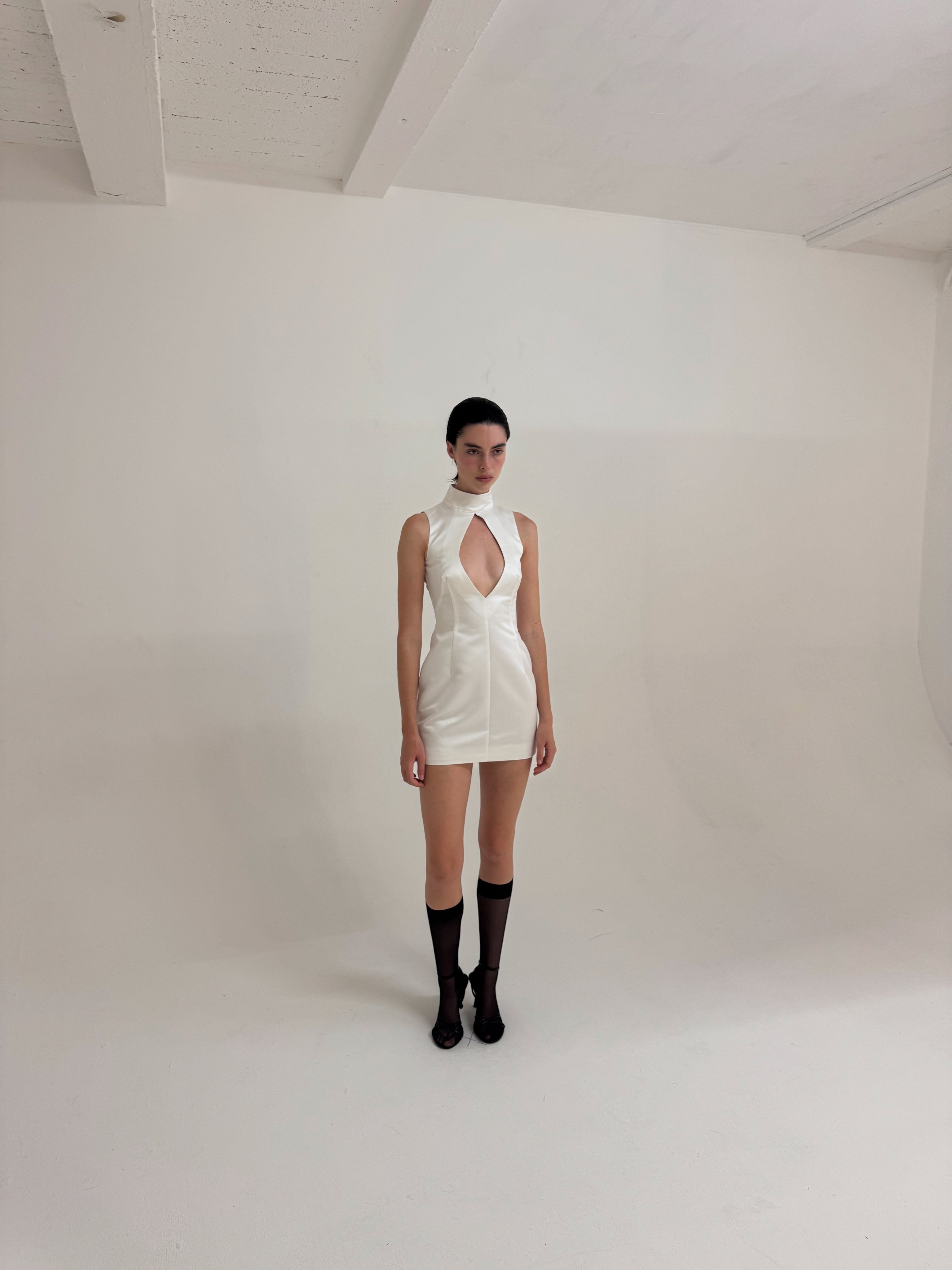 Ivory Satin Mini Dress · Brie by Junie · Made in London