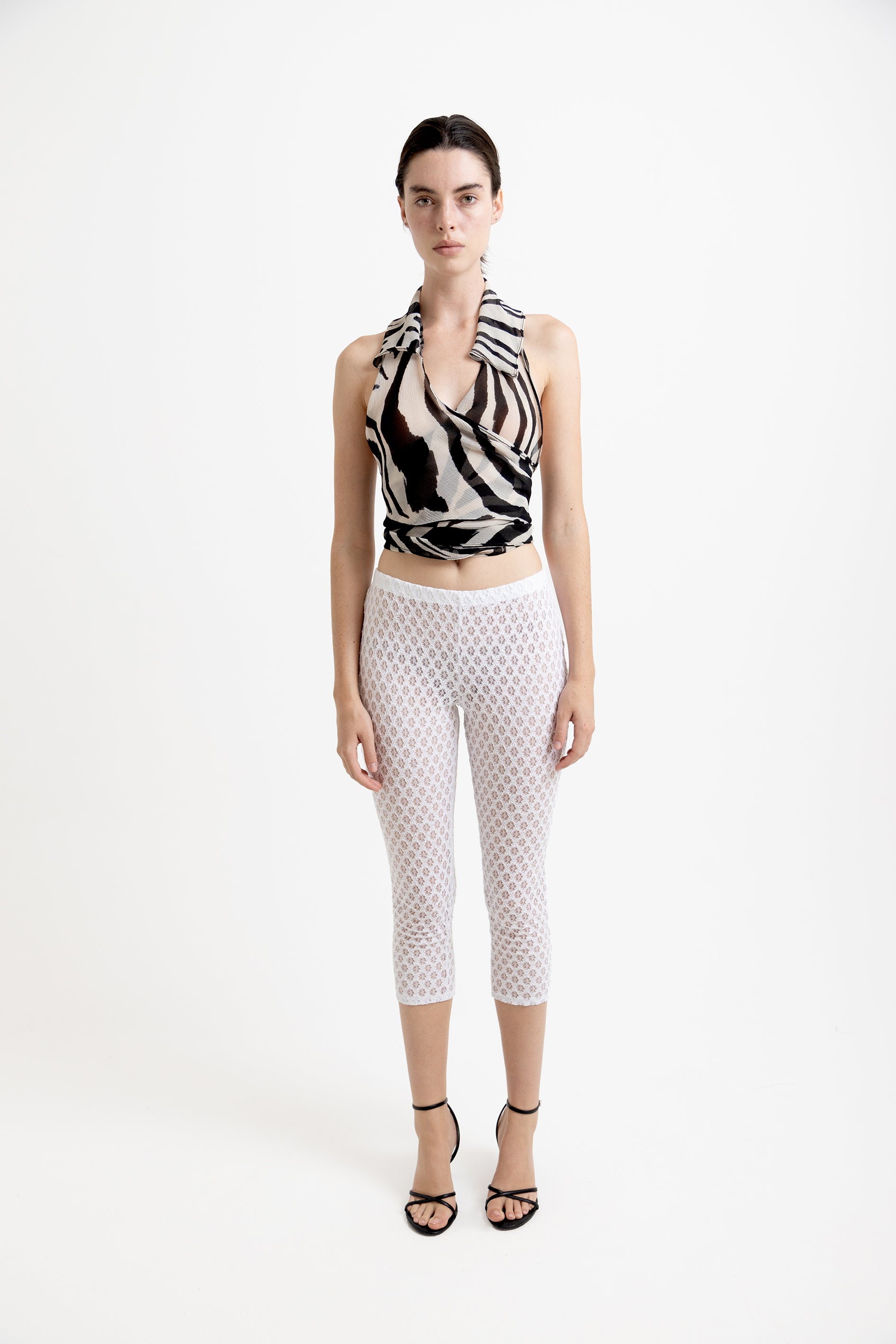 Capri Pants - White Lace