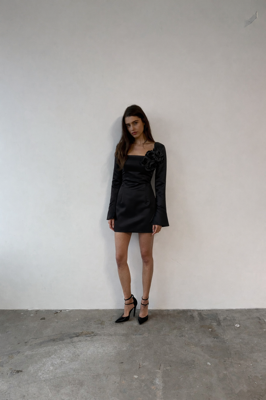 Black Satin Mini Dress· Gigi by Junie · Made in London