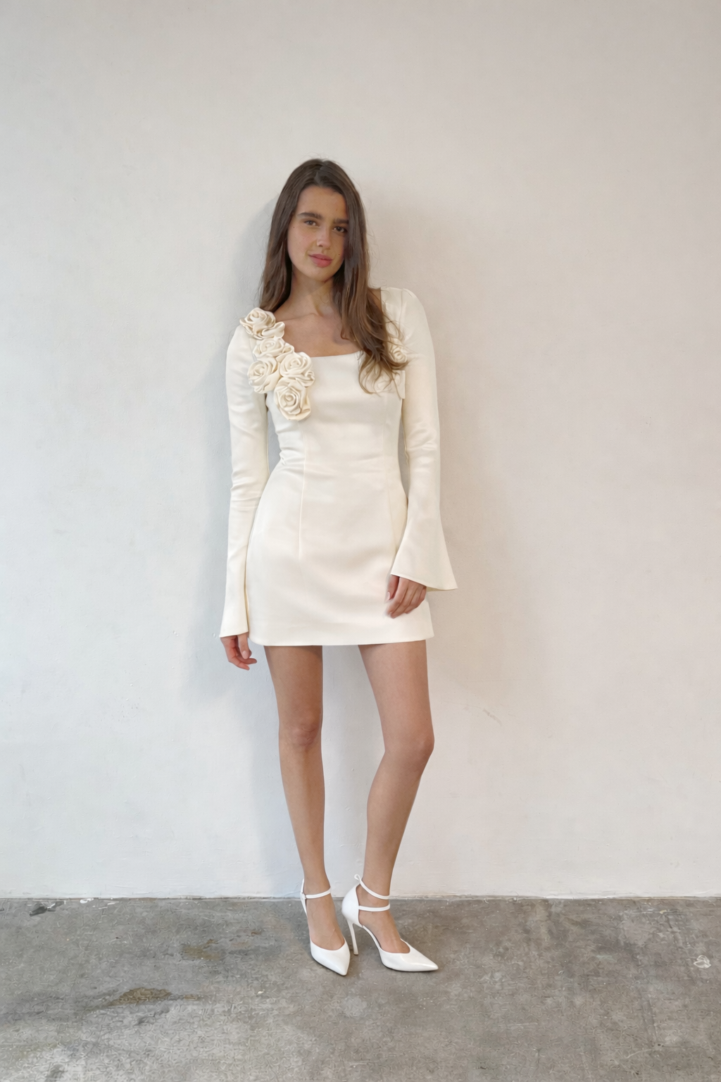 Ivory Satin Mini Dress ·Gigi by Junie · Made in London