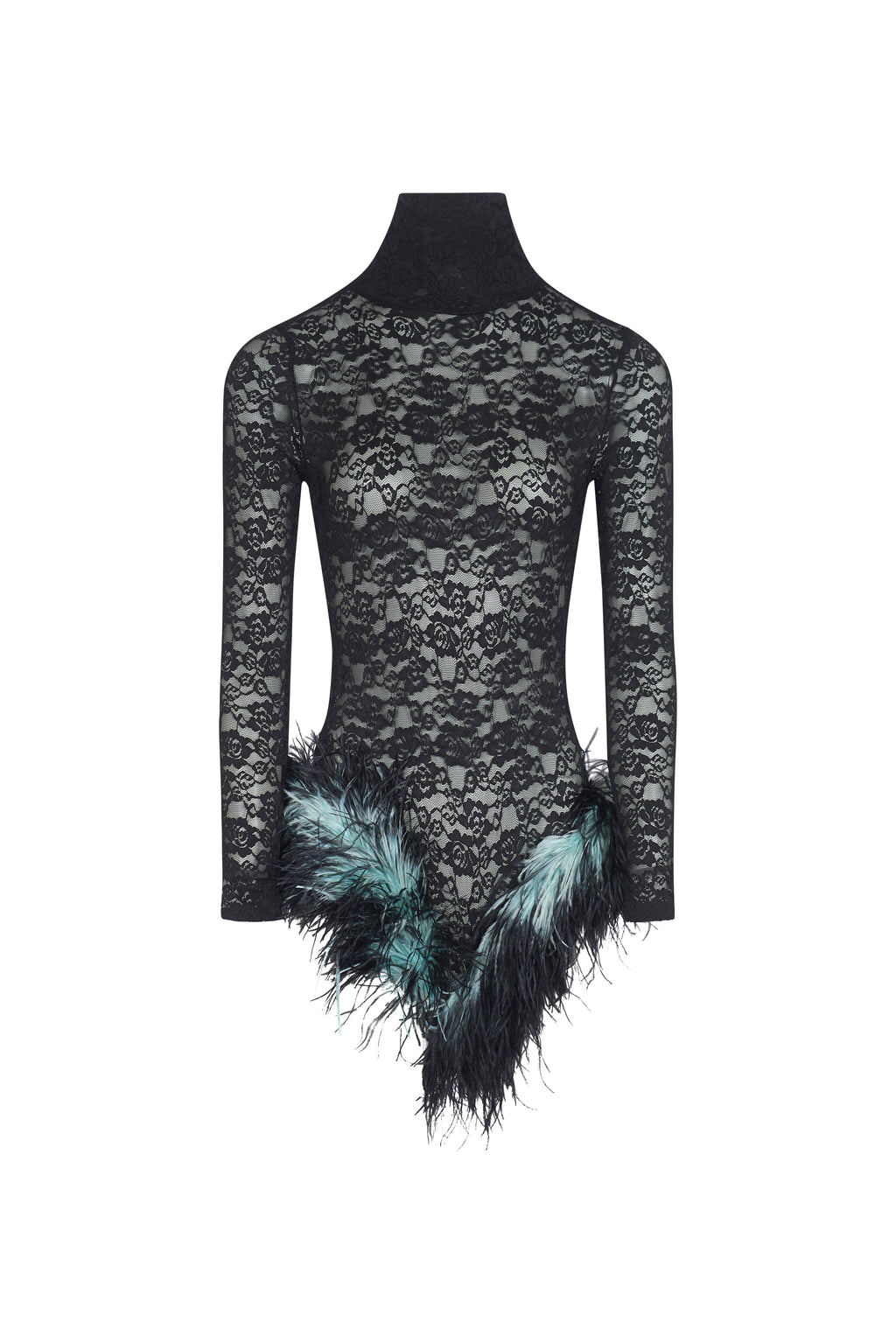 Gia Body - Black Lace / Black / Blue Feathers