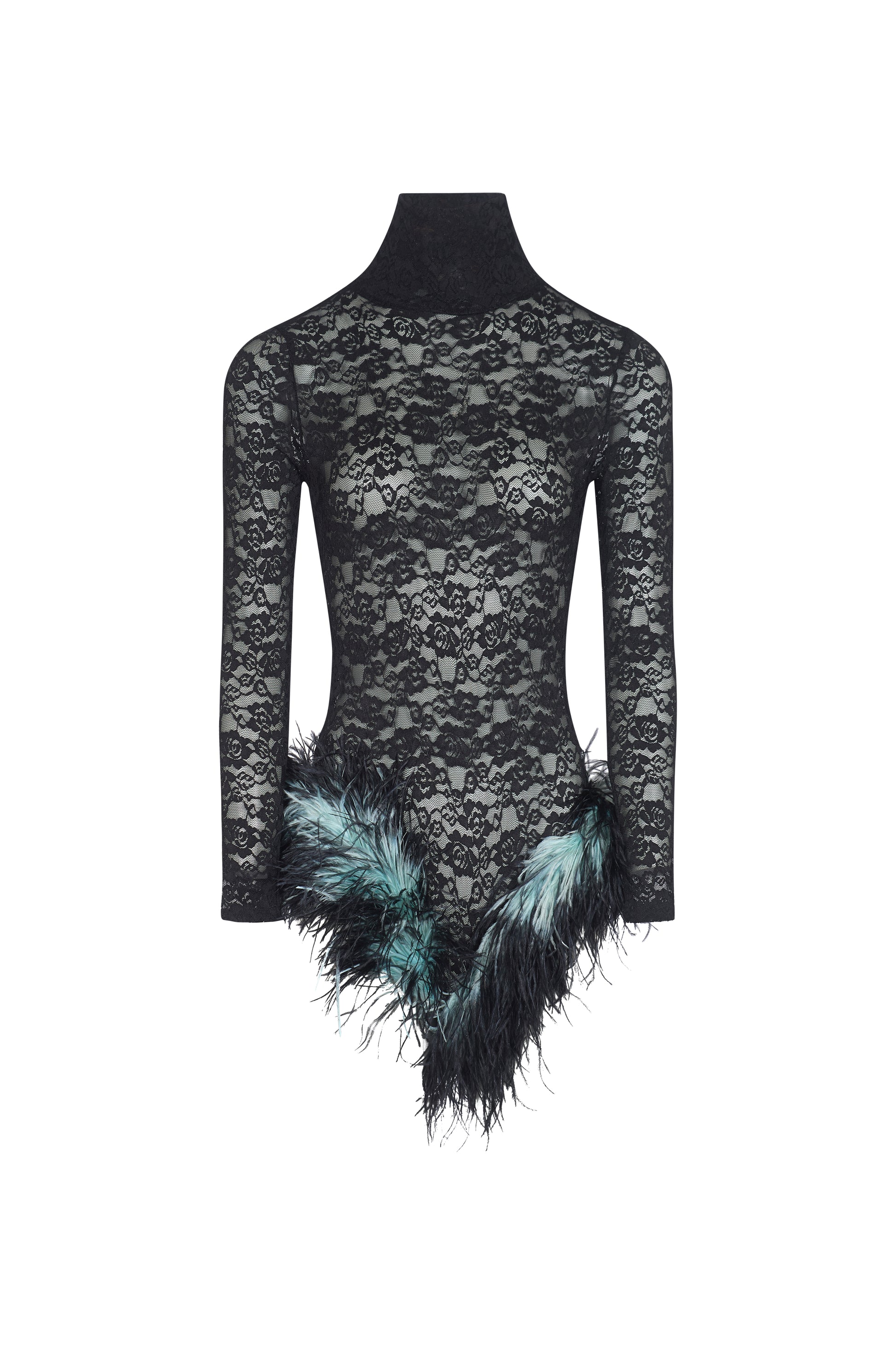 Gia Body - Black Lace / Black / Blue Feathers