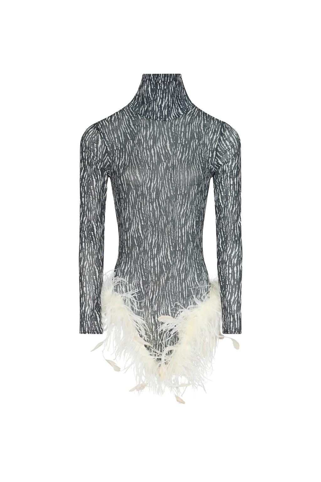 Gia Bodysuit - Zebra / Ivory Feathers