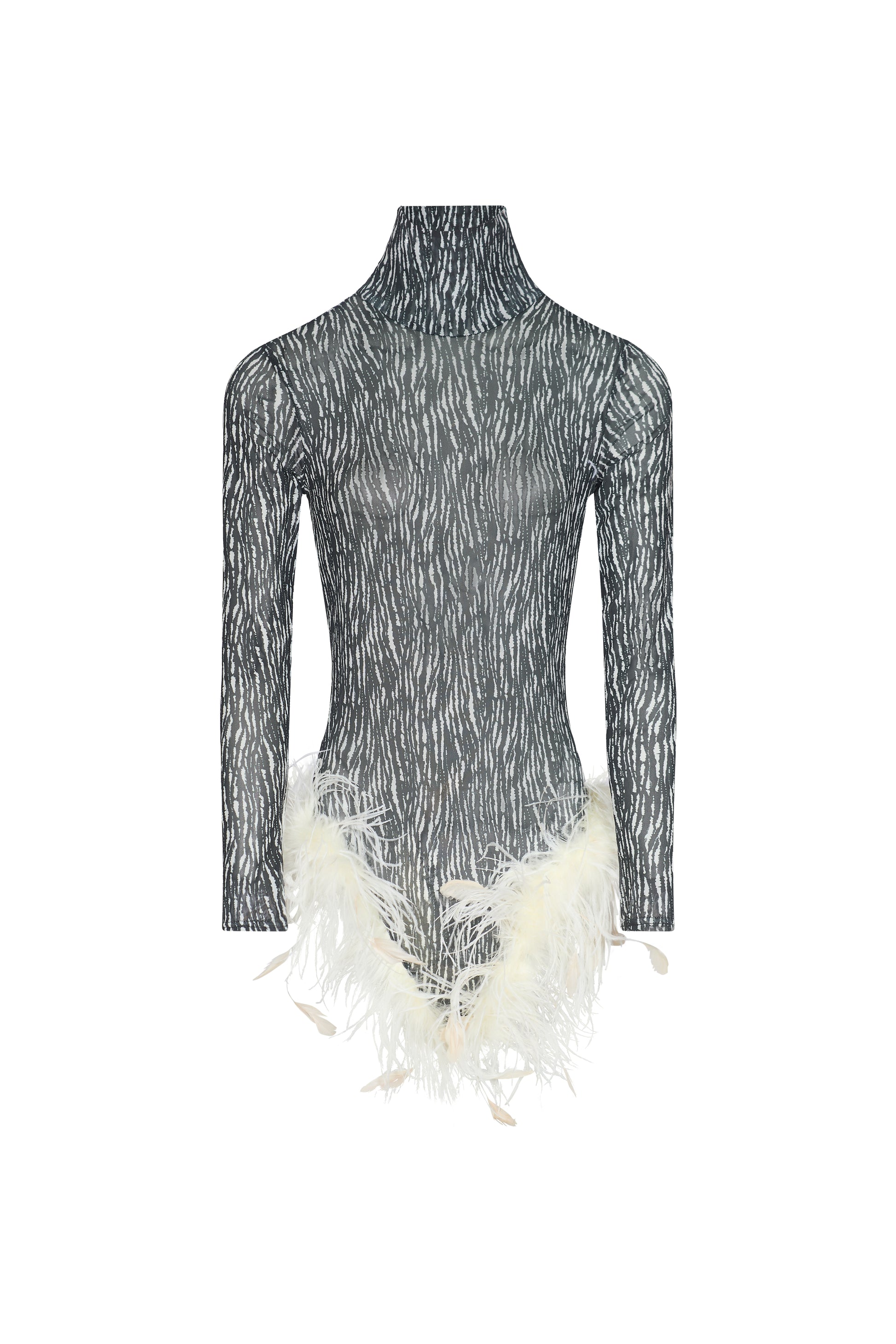 Gia Bodysuit - Zebra / Ivory Feathers
