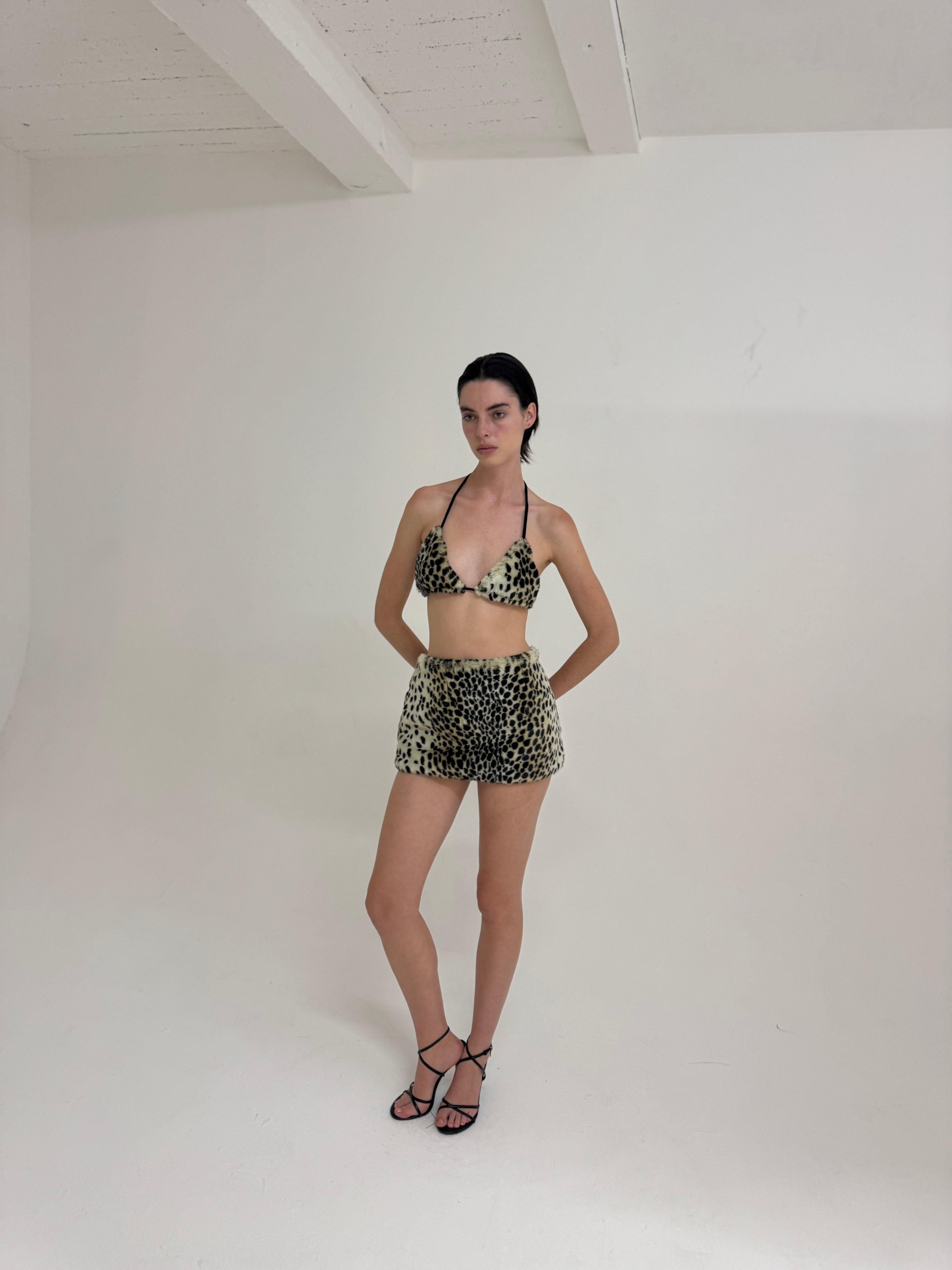 Leopard Faux Fur Bra · Dani by Junie · Made in London