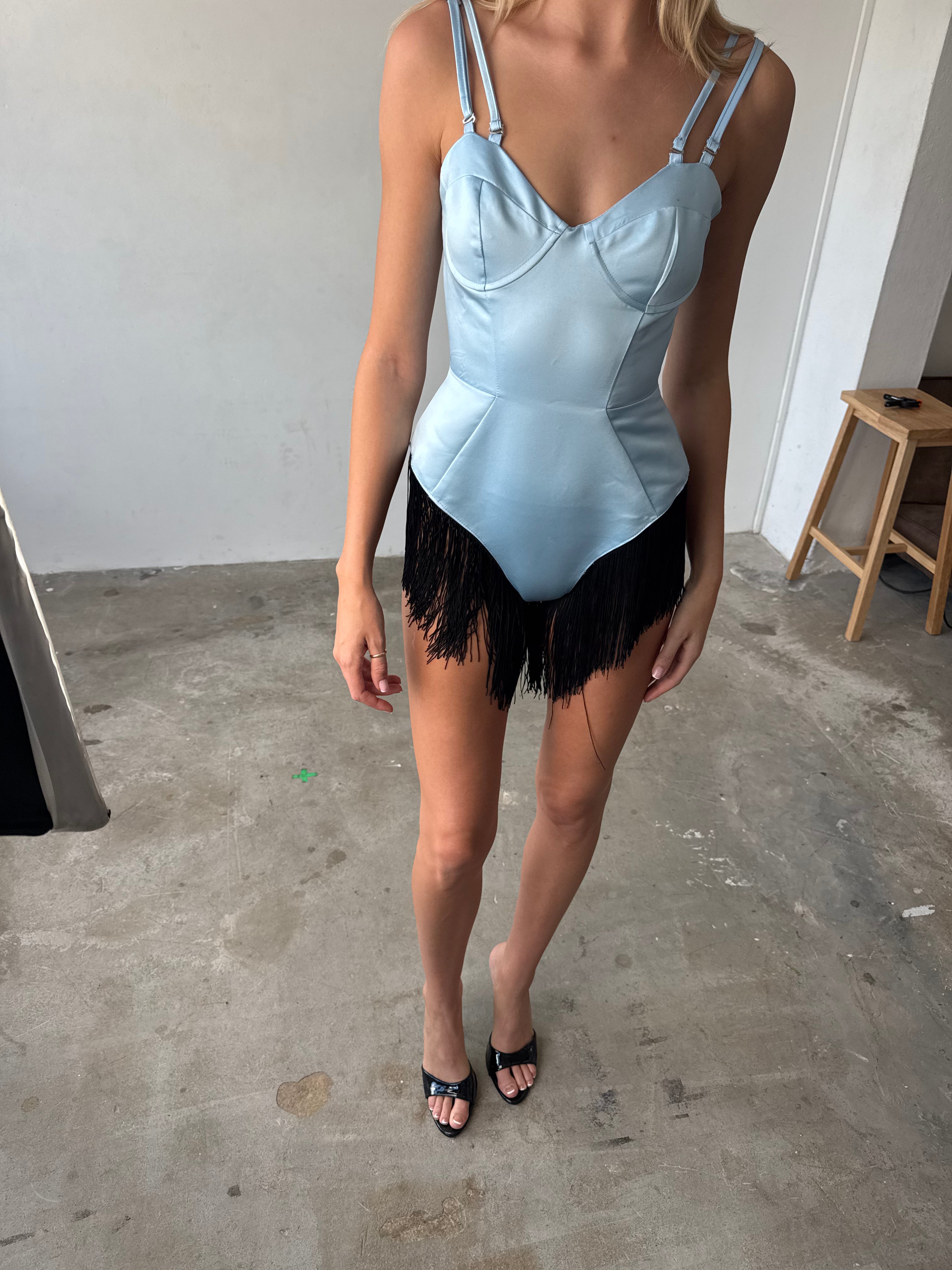Blue Satin Bodysuit · Ami by Junie ·