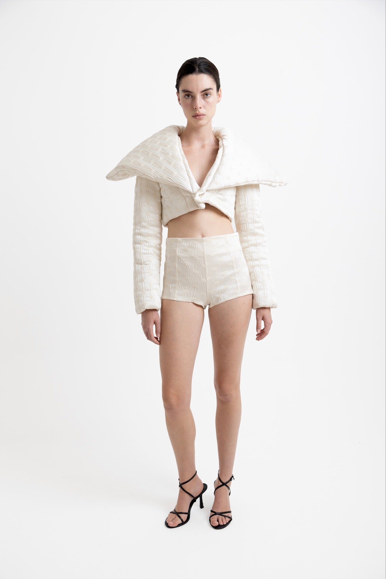 Ivory Jacquard Hot Pants  · Hot Pants by Junie · Made in London