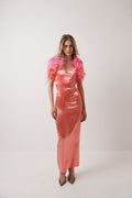 Orange Silk Dress With Feathers · Camilla by Junie · Made in London
